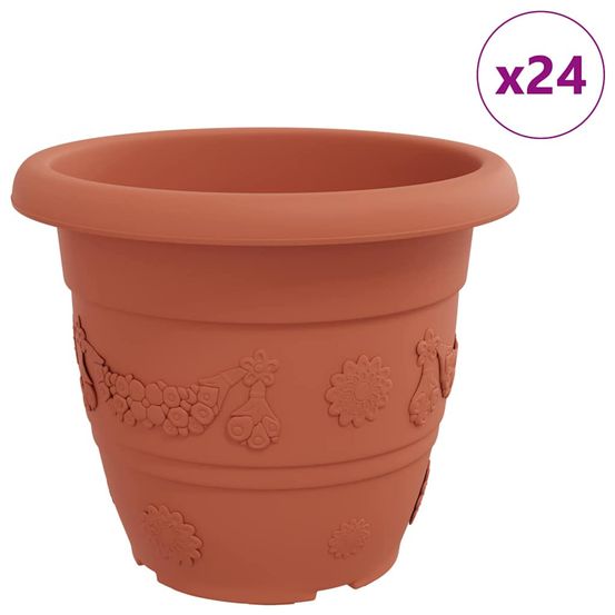 Pot à fleurs rond 24 pc rouge brique ø 34 x 28 cm plastique