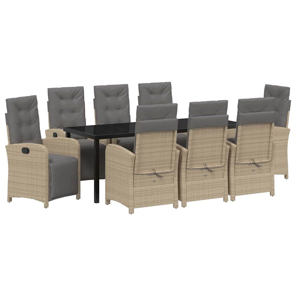 Ensemble de salle à manger pour jardin 9 pc beige polyrotin