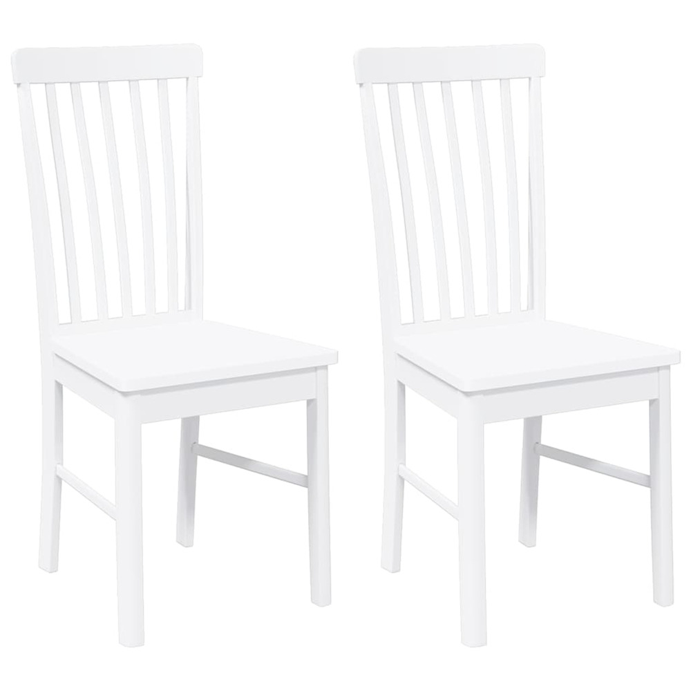 Chaises à manger 2 pcs blanc bois massif caoutchouc