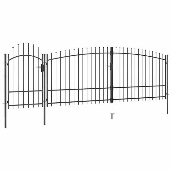 Portail de jardin woerden avec pointe en forme de lance, 5 x 1,75 m, noir
