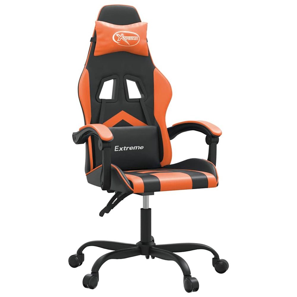 Chaise de jeu pivotante noir et orange similicuir