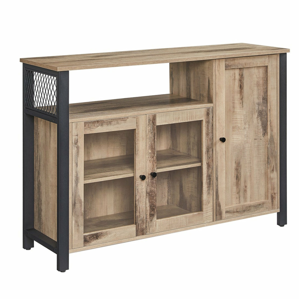 Meuble de rangement buffet avec placard 3 portes pour salle à manger salon cuisine 110 x 33 x 75 cm style industriel marron 1