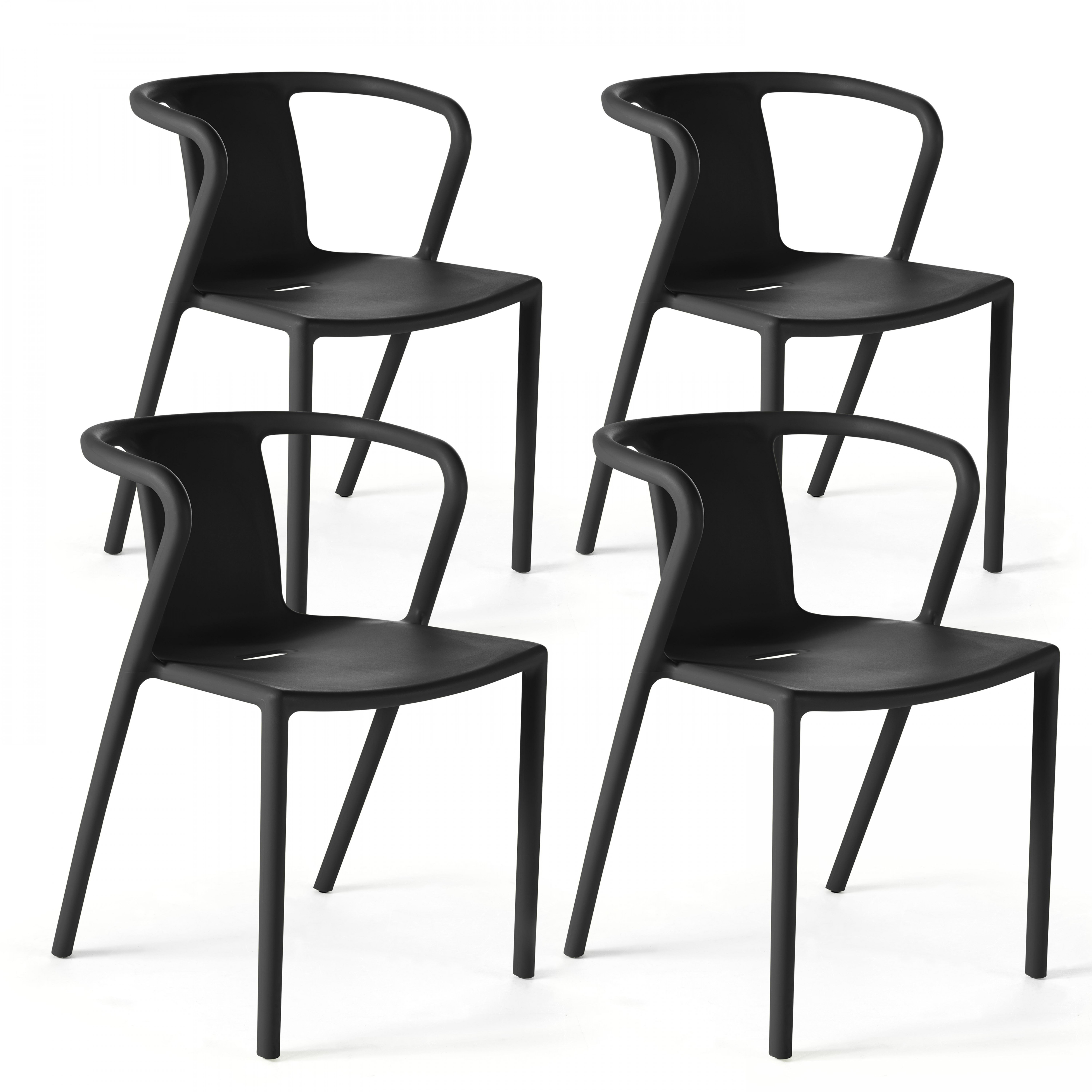 Lot de 4 chaises plastique noir