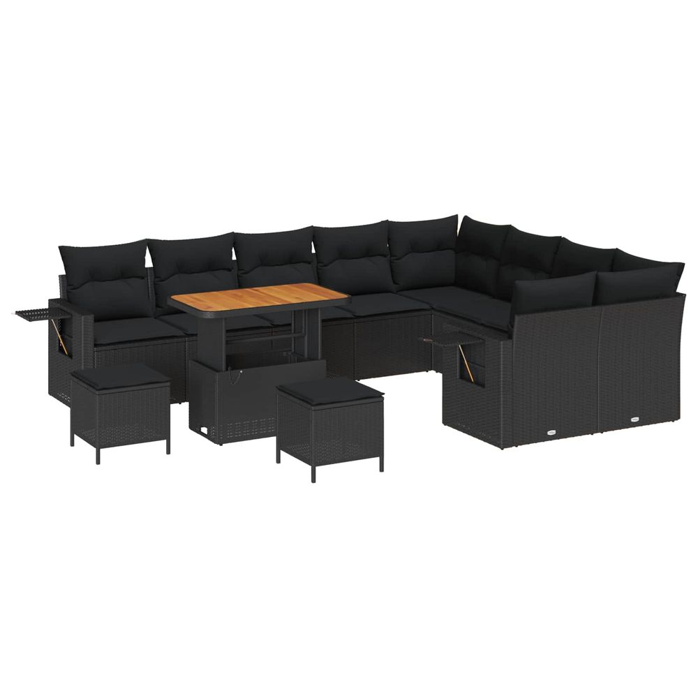 Ensemble de canapé de jardin 12 pc noir polyrotin