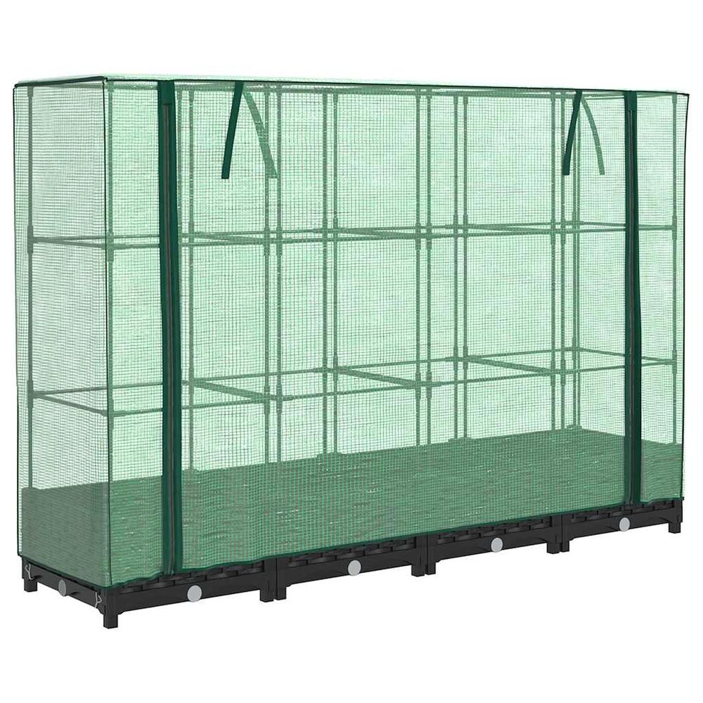 Lit surélevé avec housse de serre aspect rotin 160 x 40 x 123 cm