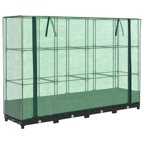Lit surélevé avec housse de serre aspect rotin 160 x 40 x 123 cm