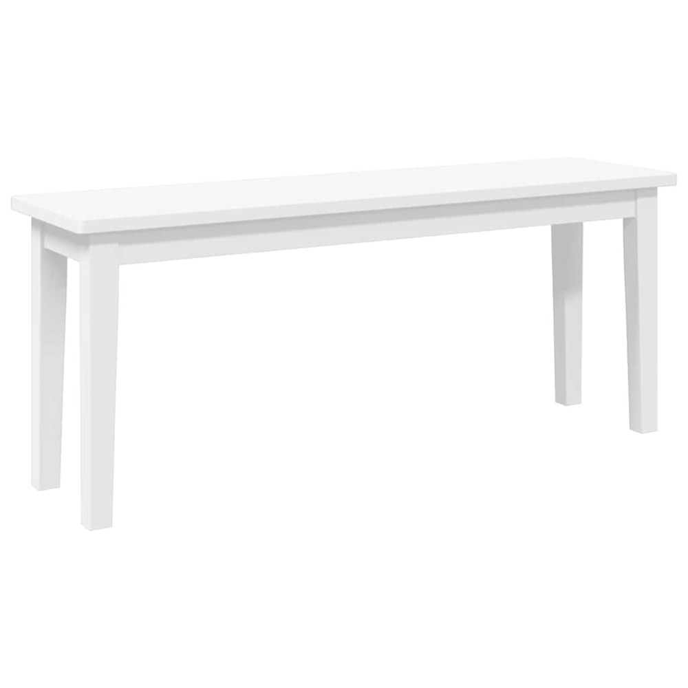 Banc 110 cm blanc bois massif caoutchouc