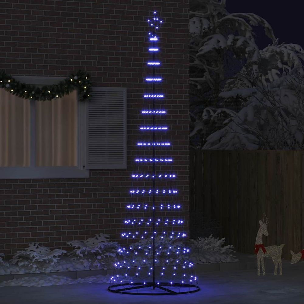 Grand sapin de noël lumineux métal 350 led bleu pour jardin 302 cm