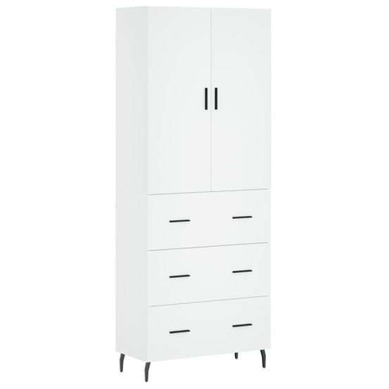 Buffet bahut commode armoire meuble de rangement organisateur cuisine salle de séjour salon haut 69,5 x 34 x 180 cm bois d'in