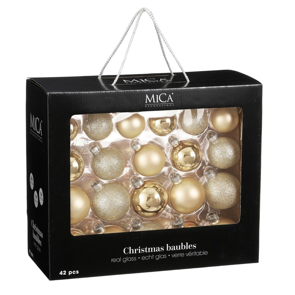 Boule de noël glass baubles set de 42 h7x7cm - champagne