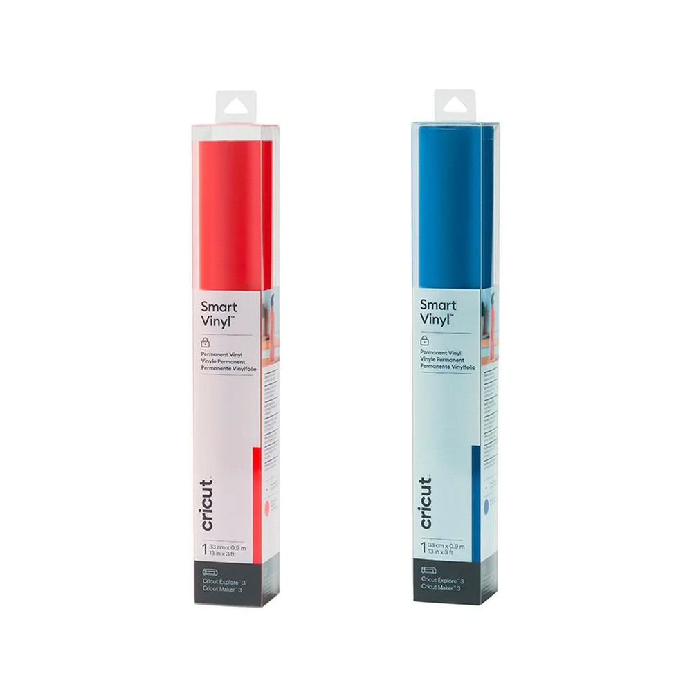 2 vinyles permanents cricut 91 x 33 cm - bleu, rouge
