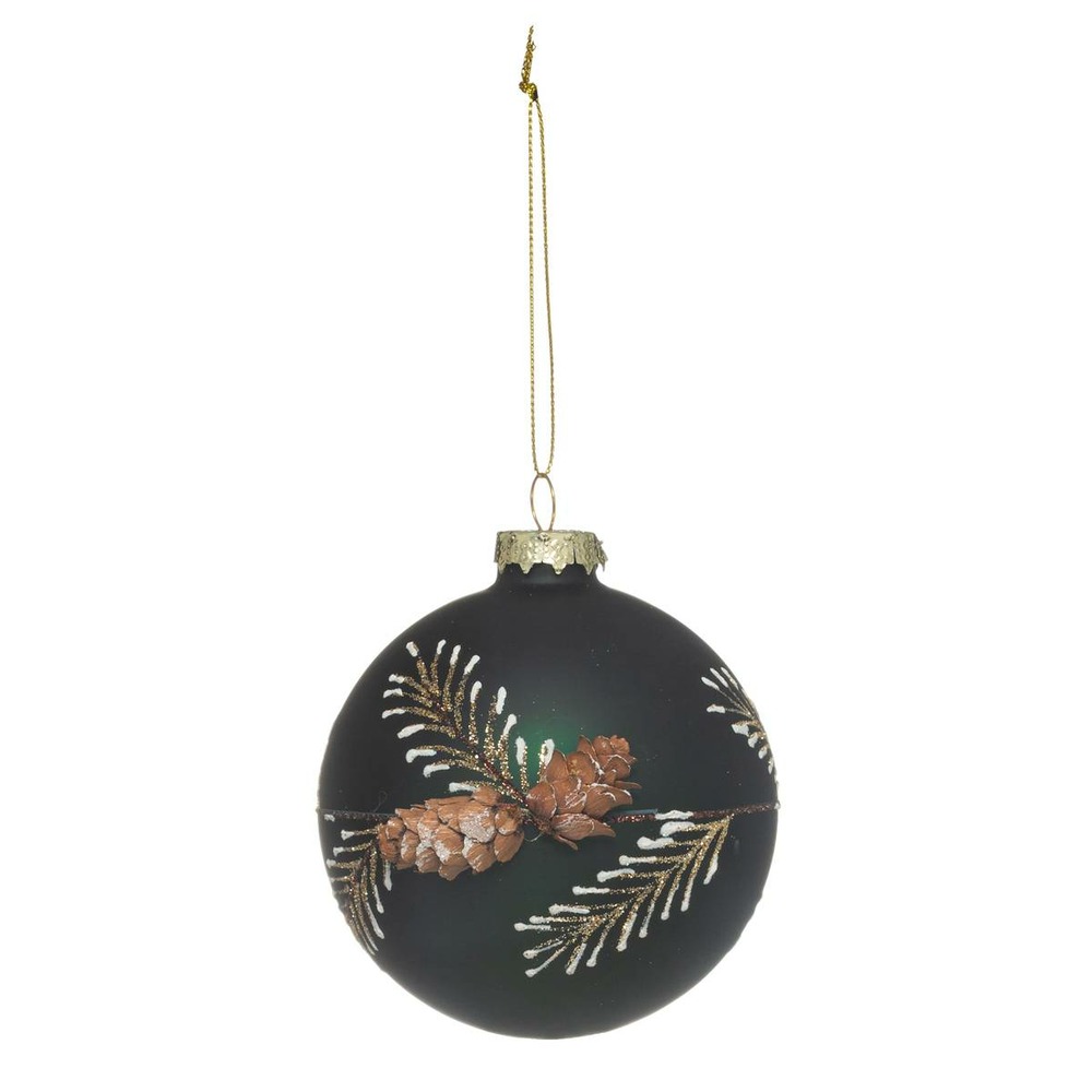 Boule de noël verre 90 moyen modèle pomme pin 2 assortiments