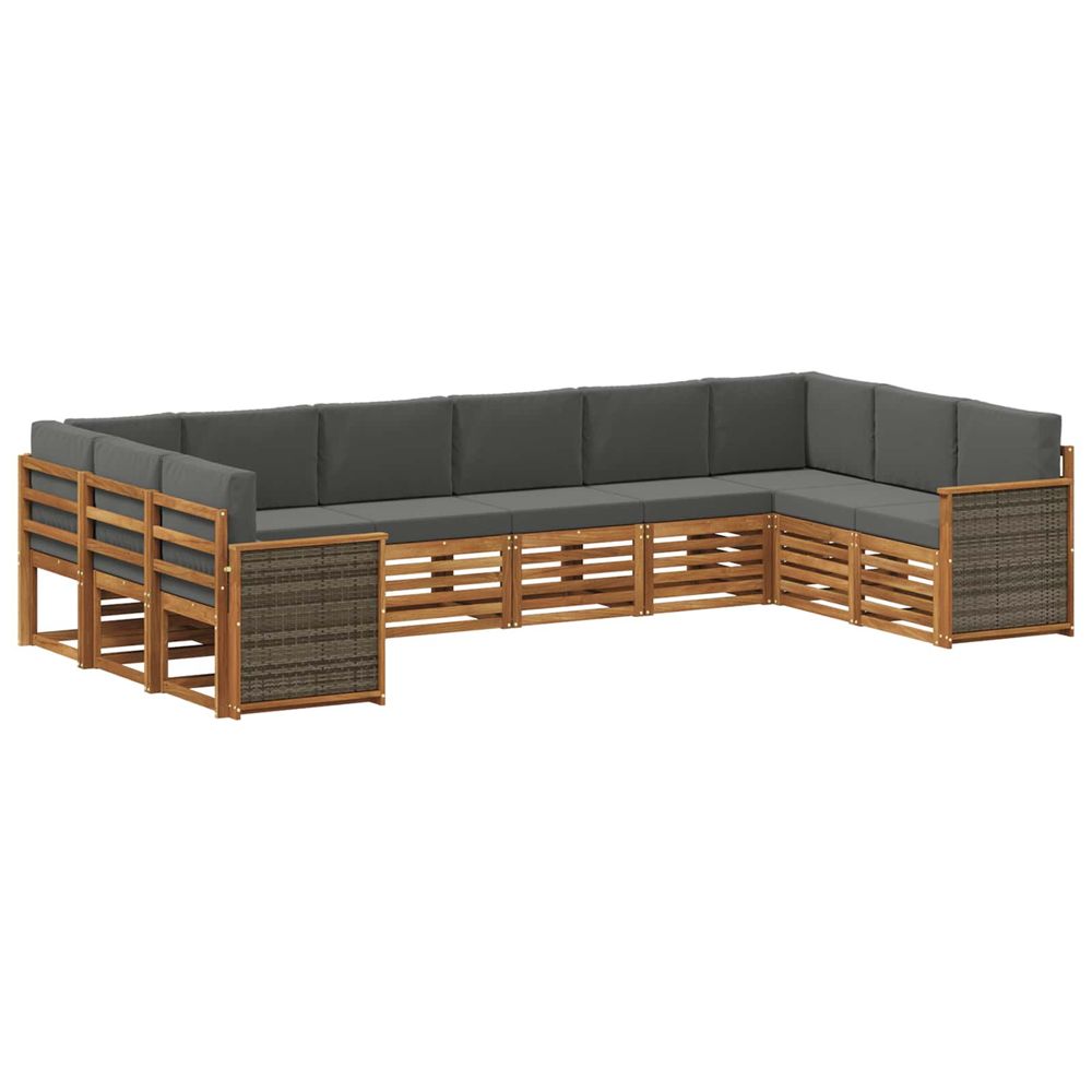Ensemble de canapés d'extérieur 7 pc naturel et anthracite