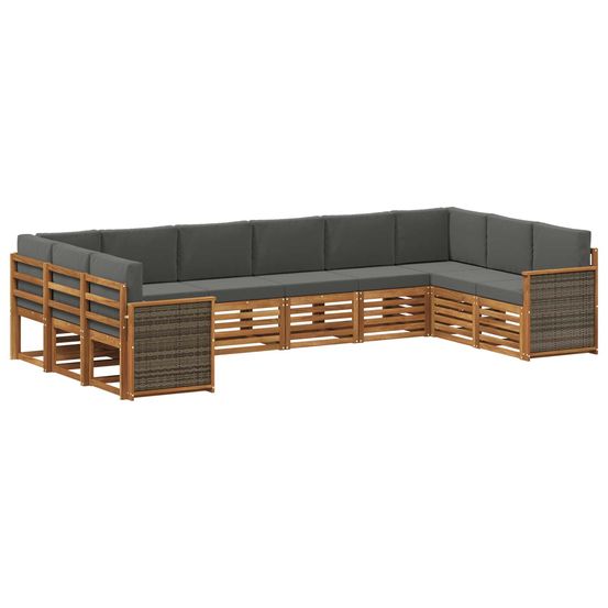 Ensemble de canapés d'extérieur 7 pc naturel et anthracite