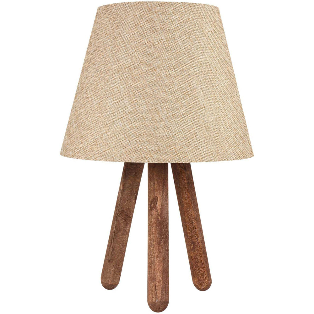 Lampe à poser en bois et tissu carla hêtre et crème