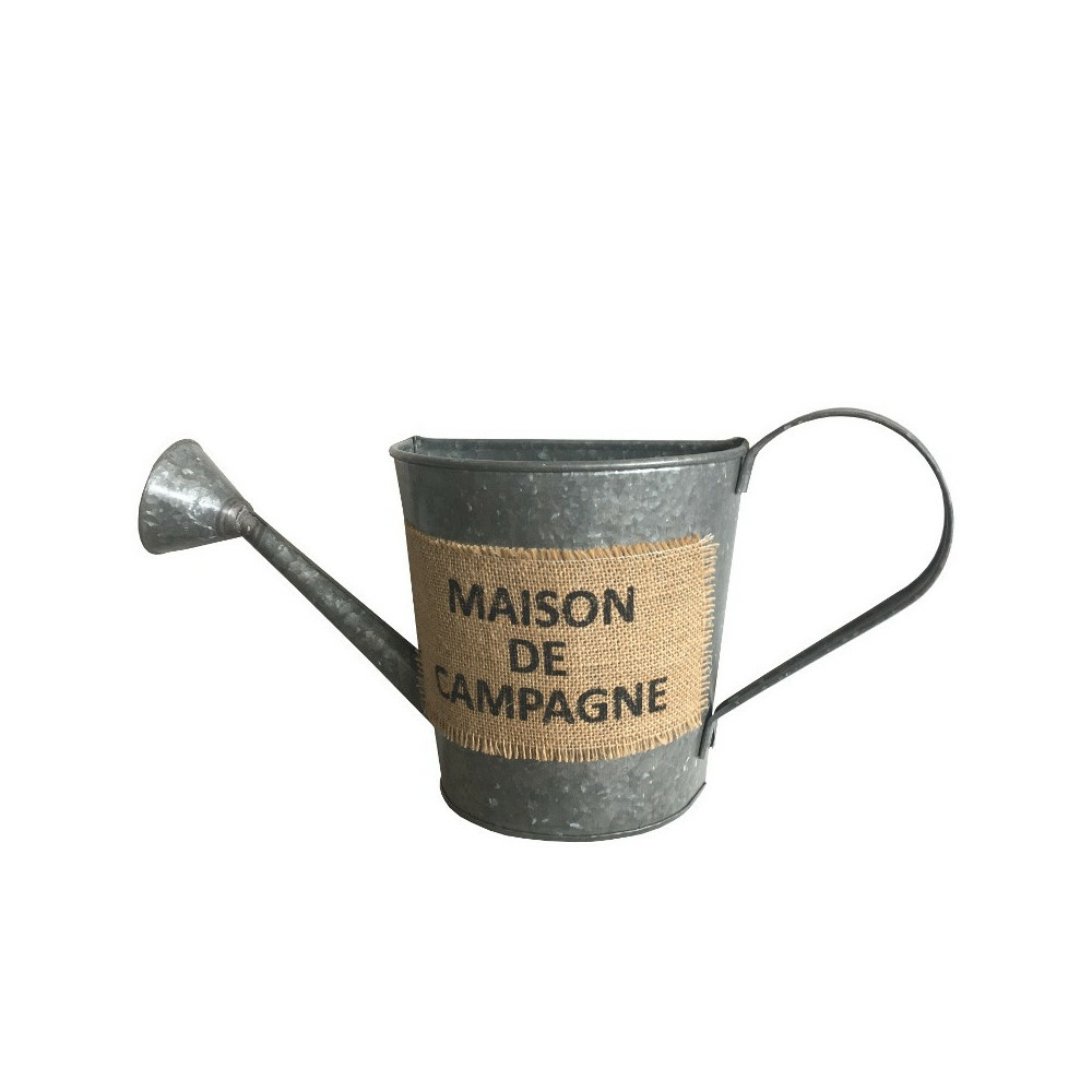 Jardinière extérieure murale porte plante arrosoir zinc gris 50cm