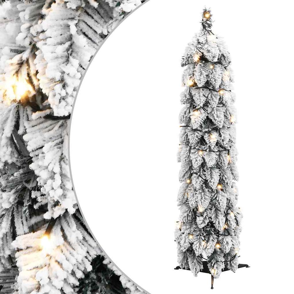 Sapin de noël artificiel floconné pré-éclairé 30 led pour fêtes blanc 60 cm