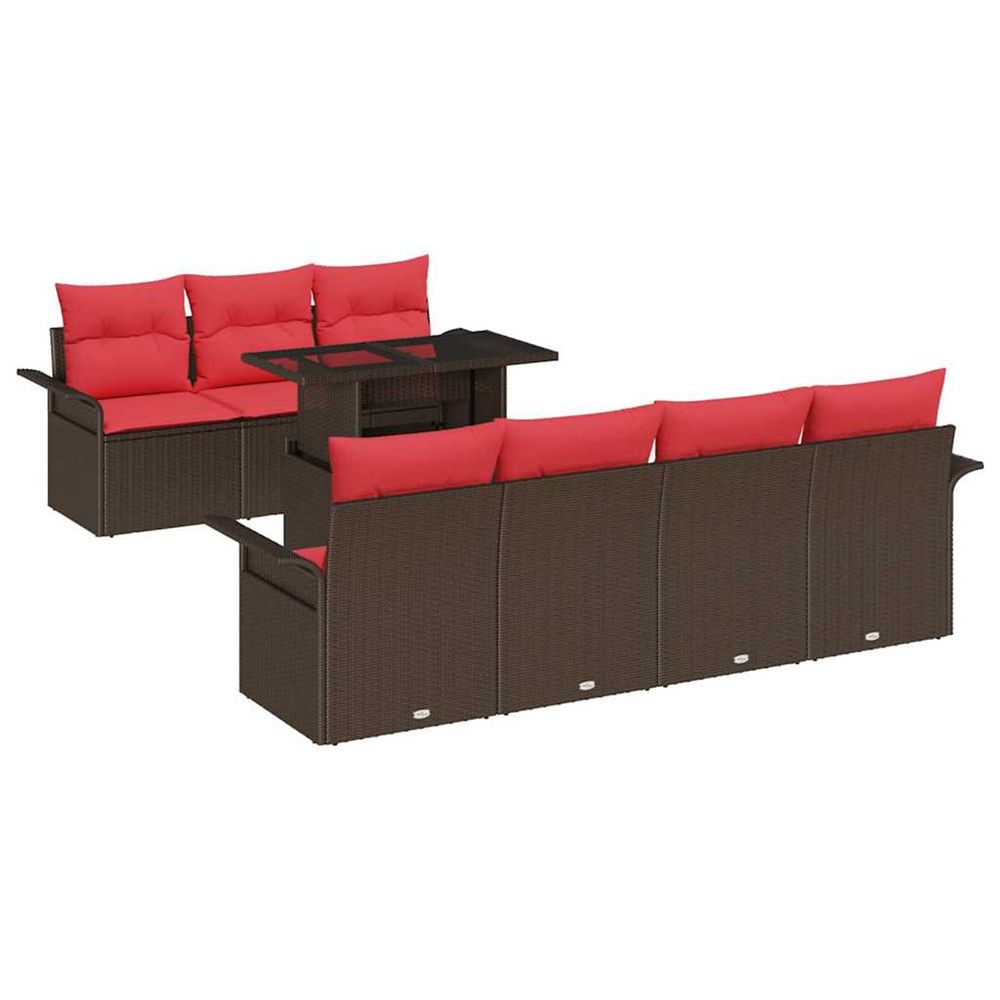 Ensemble de canapé de jardin 8 pc 7 place marron polyrotin