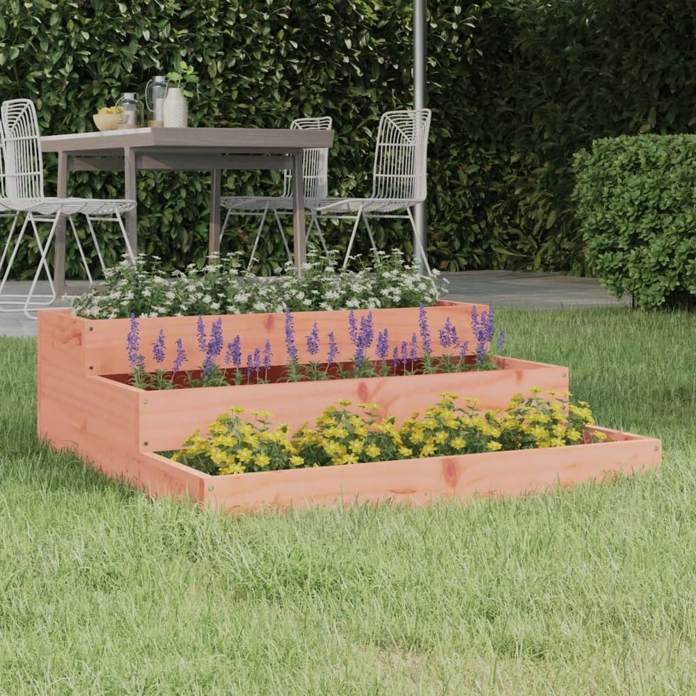 Carré potager surélevé 78x78 cm bois douglas 3 niveaux balcon
