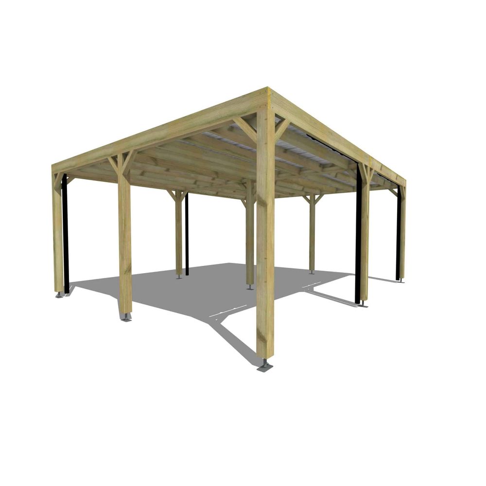 Carport bois autoportant 1 voiture 31 m² • 6 x 5 m • hauteur de passage 2,37 m • sens largeur • livraison comprise