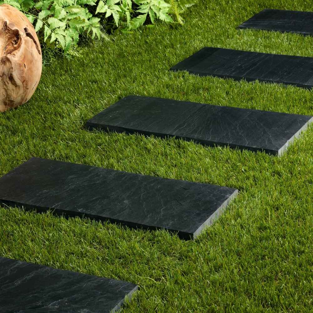 Pas japonais rectangle ardoise noire 50x25x2-3 cm (lot de 10) - ro'ma nature