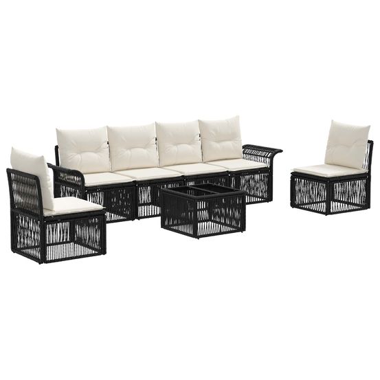 Ensemble de canapé de jardin 7 pc noir polyrotin