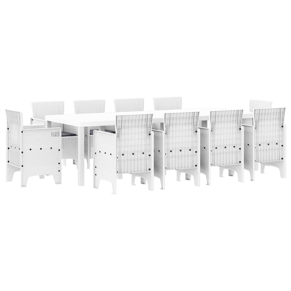 Ensemble de salle à manger pour jardin 11 pc blanc