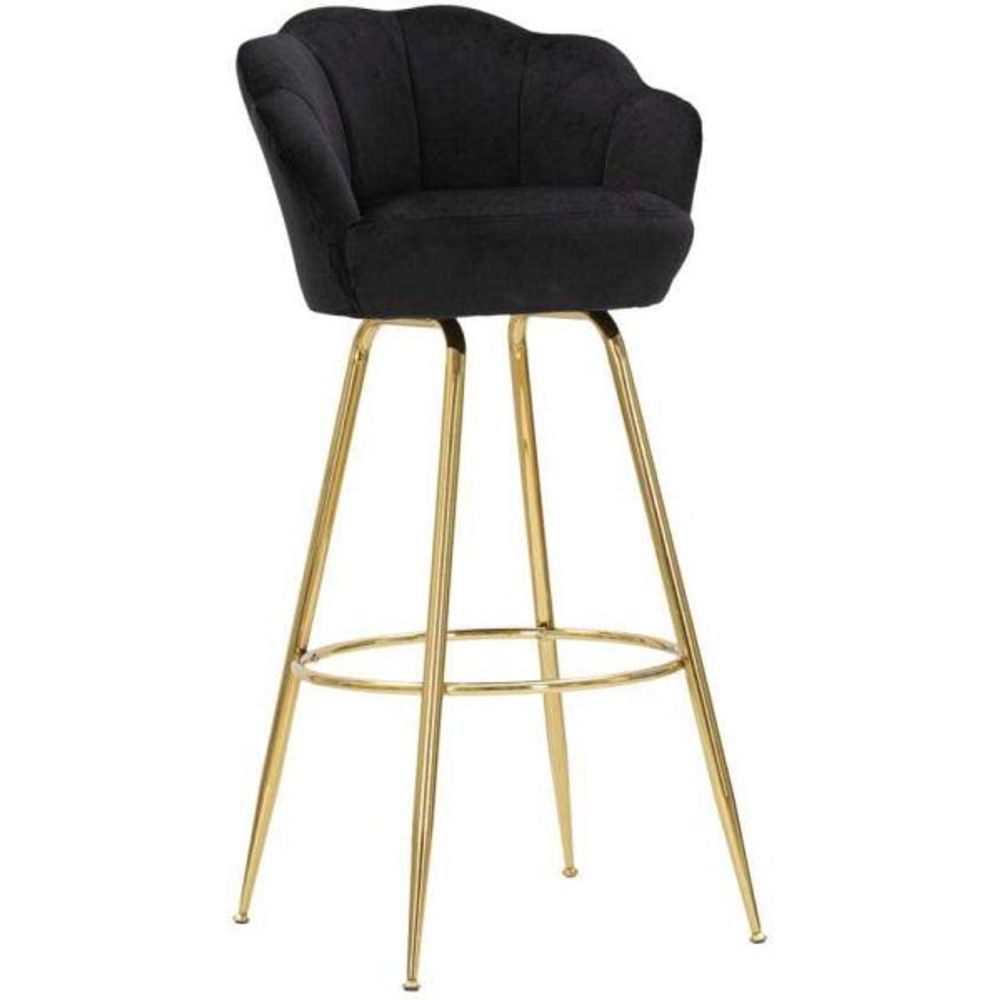 Fauteuil de bar en tissu et métal vienna noir et doré