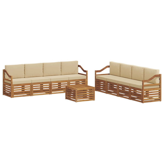 Ensembles de canapés avec coussin 9 pcs naturel et beige