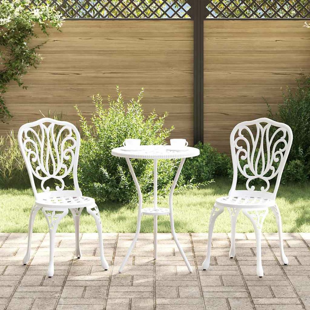 Ensemble bistro de jardin 3 pcs blanc aluminium