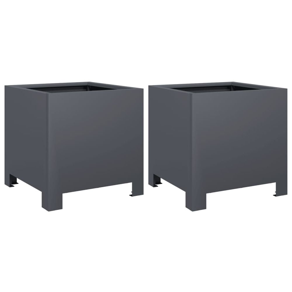 Jardinière d'extérieurs 2 pcs anthracite 30x30x30 cm acier