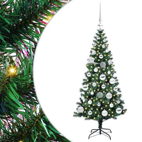Sapin de noël artificiel pré-éclairé vert 120 cm pvc et métal
