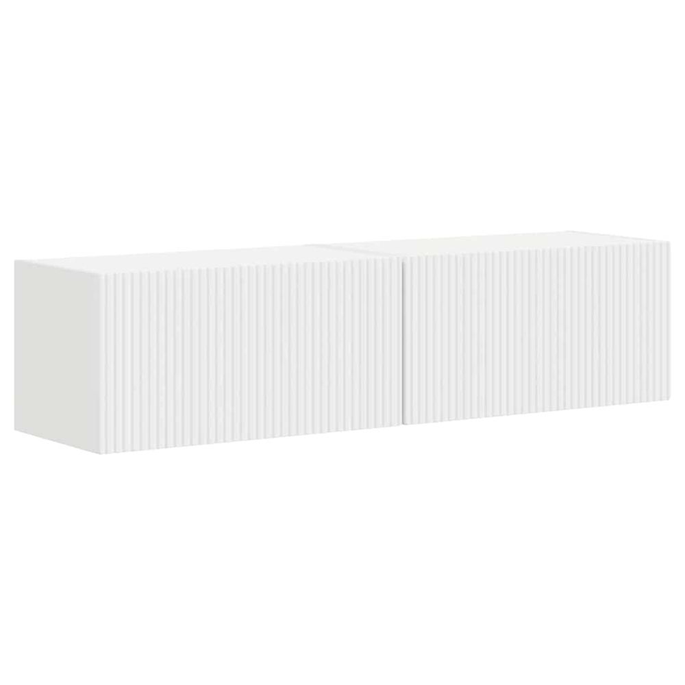 Meuble tv mural 2 pc blanc bois d'ingénierie