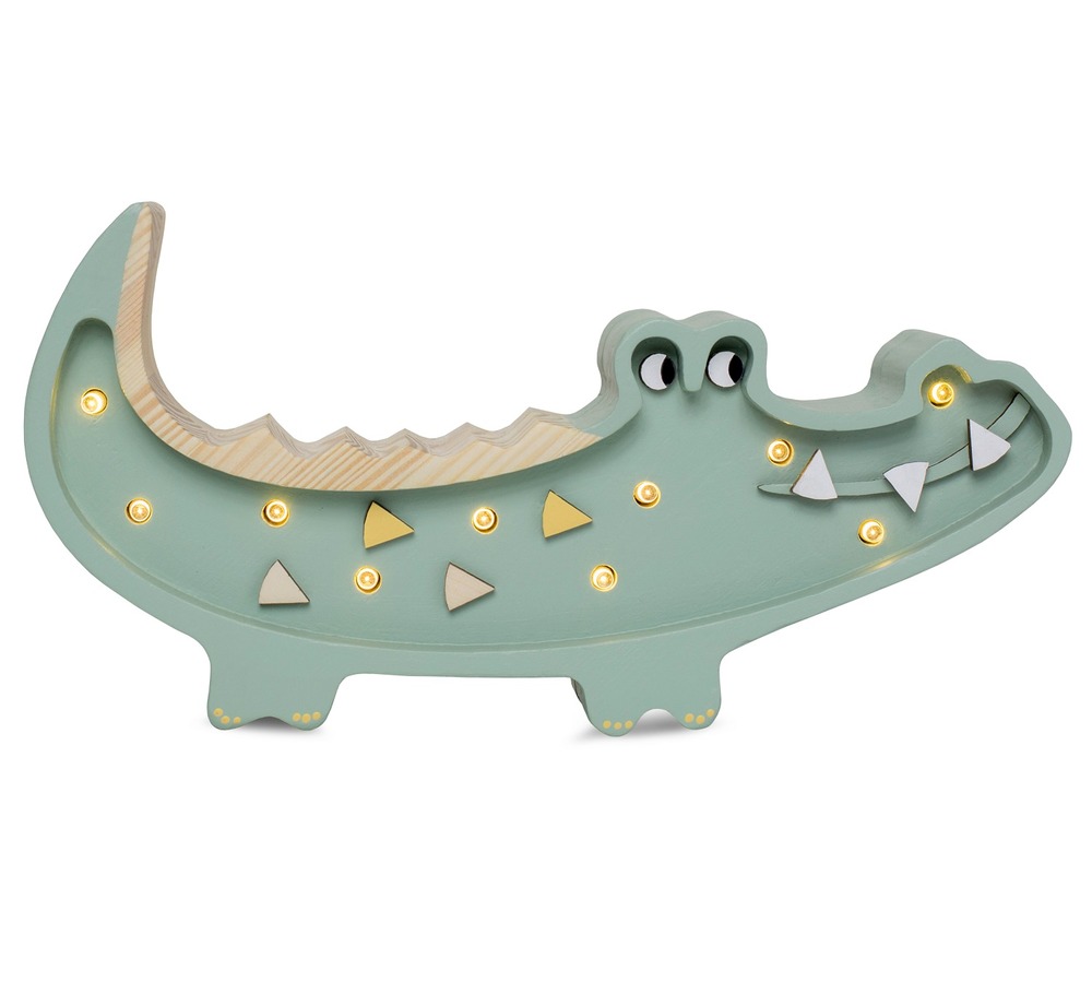Petite lampe veilleuse crocodile kaki pastel