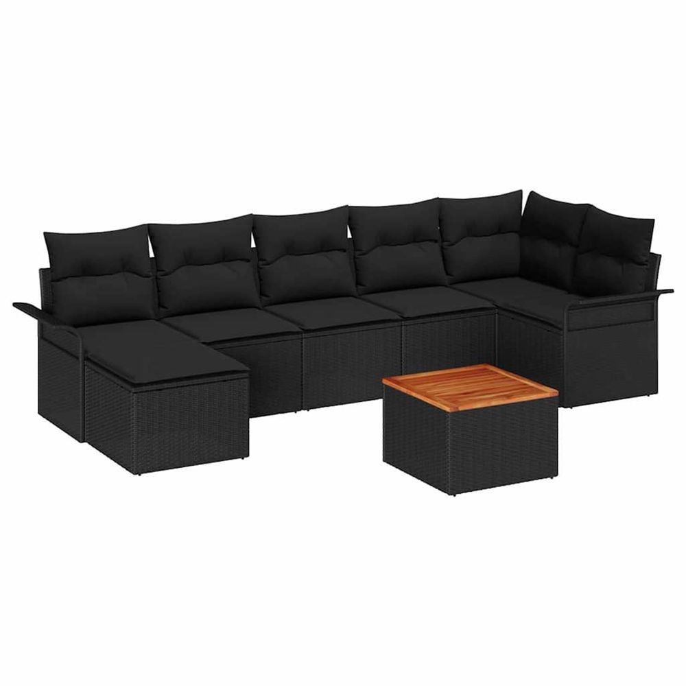 Ensemble de canapé de jardin 8 pc noir polyrotin