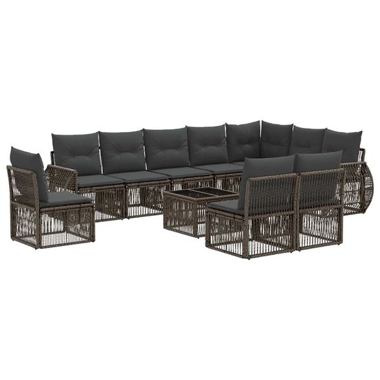 Ensemble de canapé de jardin 11 pc gris et gris foncé polyrotin