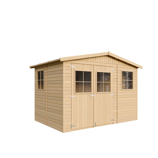 Abri de jardin en bois 6 m² - h226 x 324 x 216 cm - construction de panneaux en bois naturel - avec sol imprégné - m334+m334g