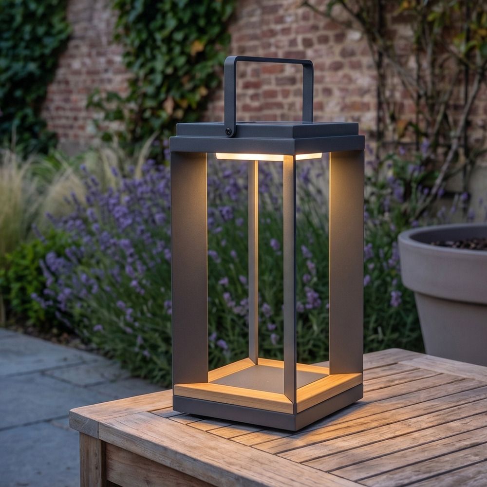 Lampe solaire de jardin en aluminium led anthracite piana