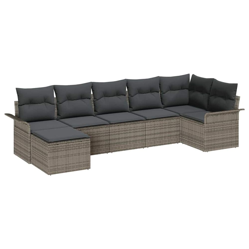 Ensemble de canapé de jardin 7 pc gris polyrotin