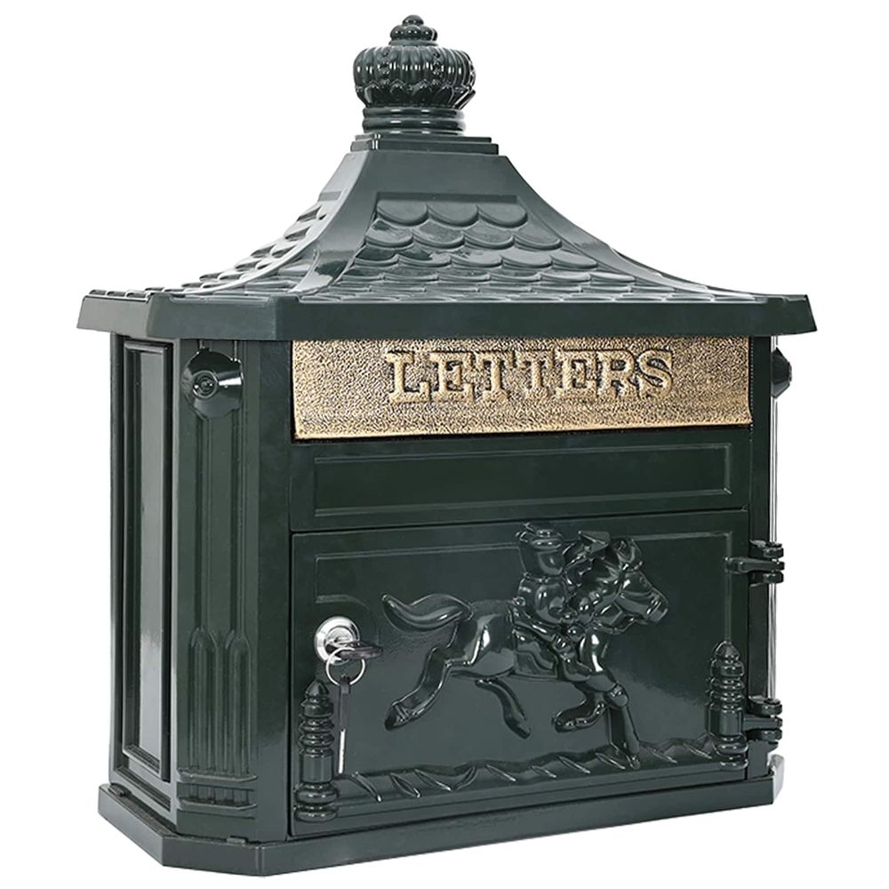 Boîte aux lettres murale vert 40,5 x 16 x 45 cm aluminium coulé