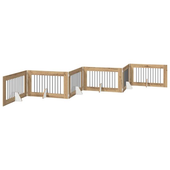 Porte de chien pliable avec supports 6 pc chêne artisanal