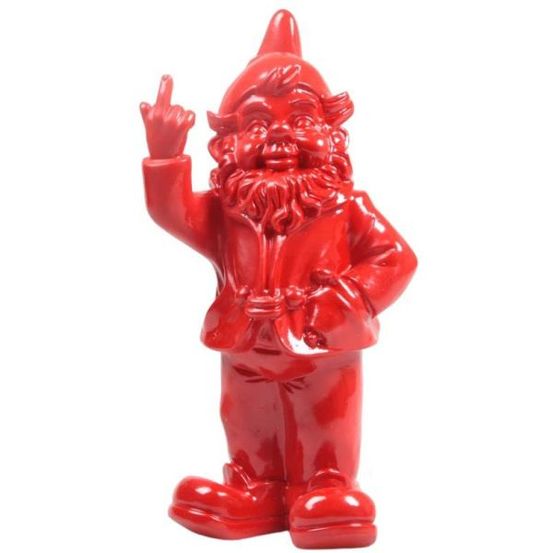 Nain de jardin en résine f*ck 16 x 12 x 32 cm rouge