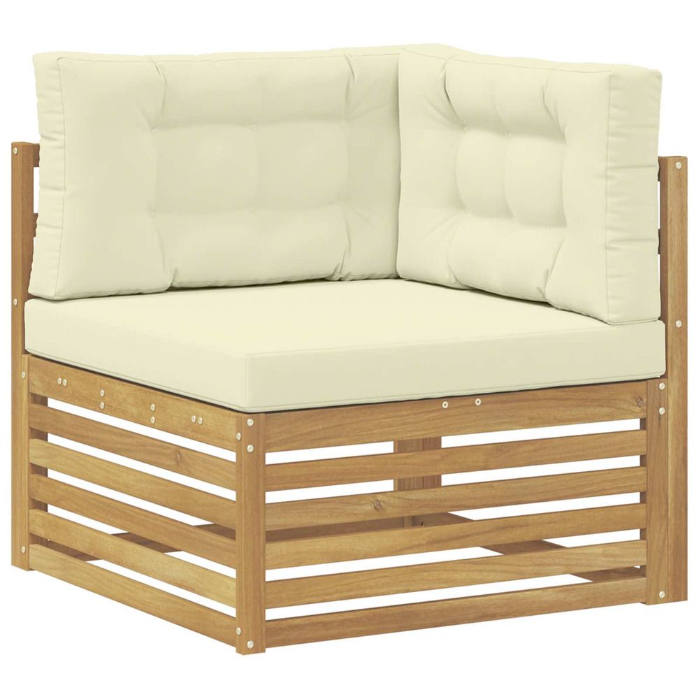 Canapé d'angle extérieur bois d'acacia massif blanc