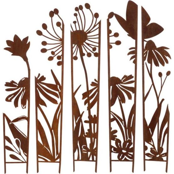 Treillis brise vue en 5 parties fleurs s : 87 x 1,5 x 117,2 cm