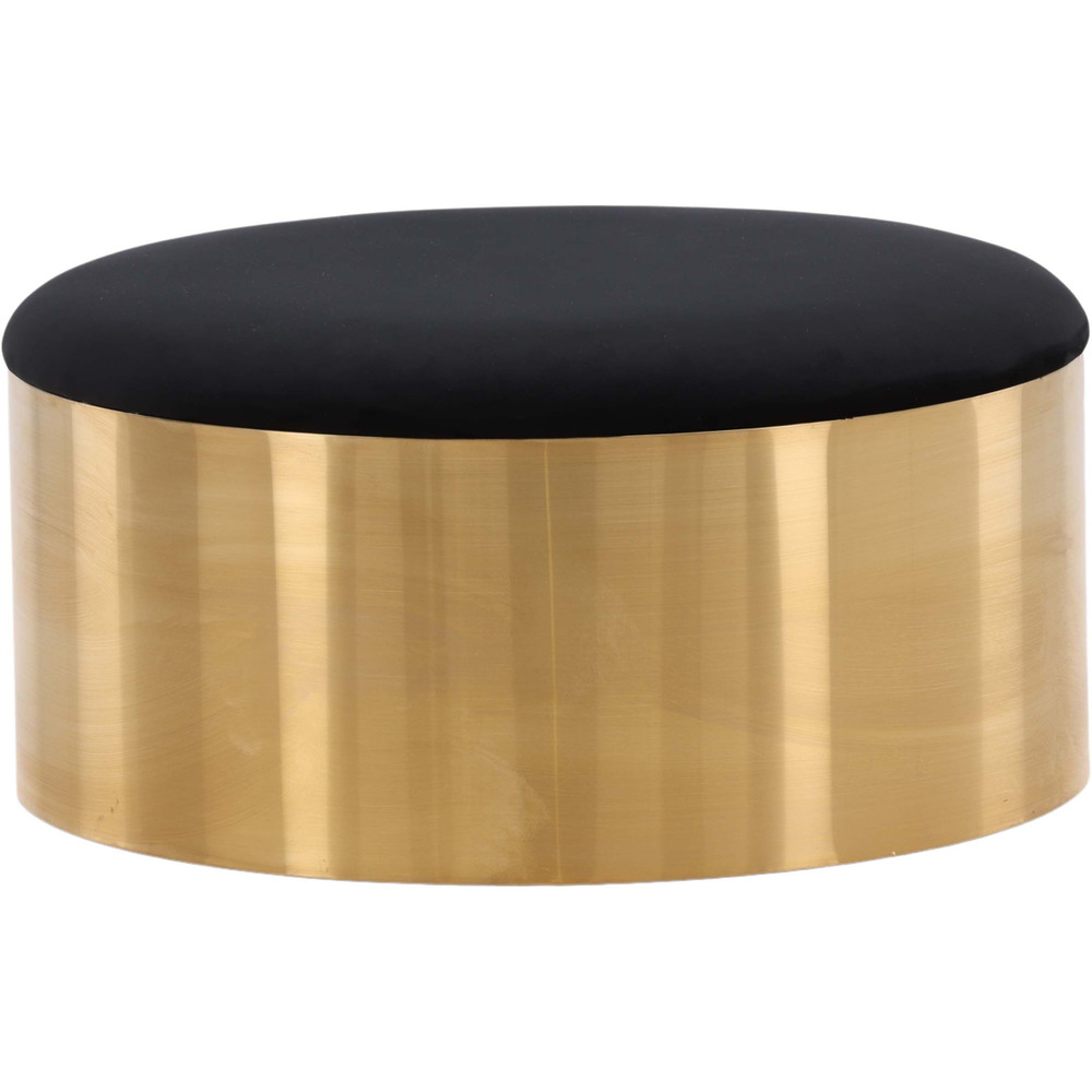 Pouf avec coussin en velours noir et cuivré puff 75 cm