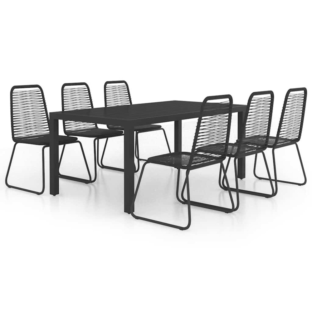 Ensemble à manger de jardin 7 pcs pvc résine tressée noir