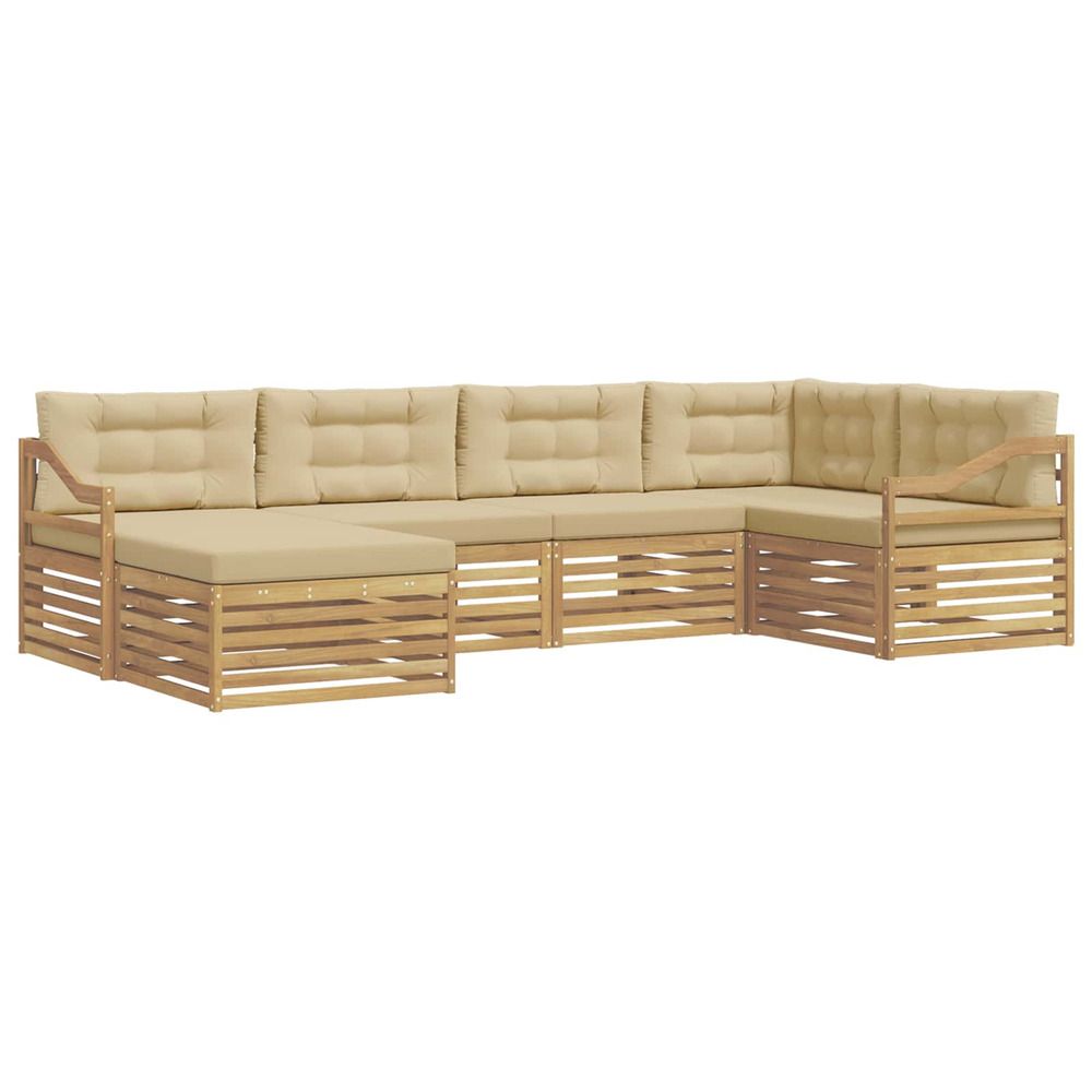 Ensemble de canapés d'extérieur 6 pc blanc et beige polyester