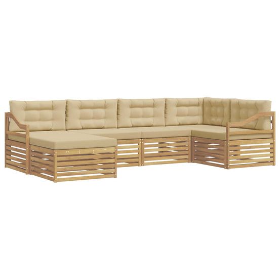 Ensemble de canapés d'extérieur 6 pc blanc et beige polyester