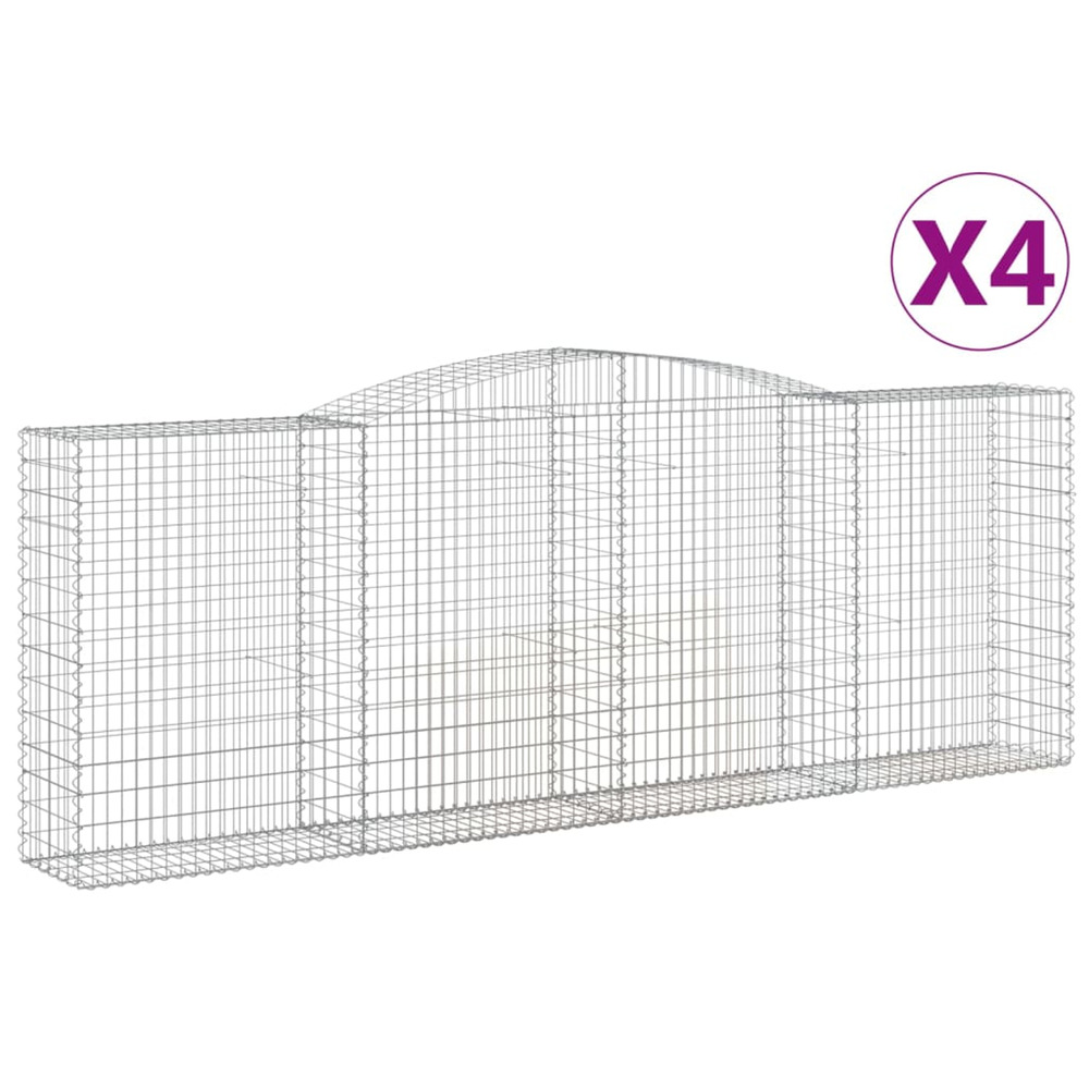 Paniers à gabions arqués 4 pcs 400x50x140/160 cm fer galvanisé