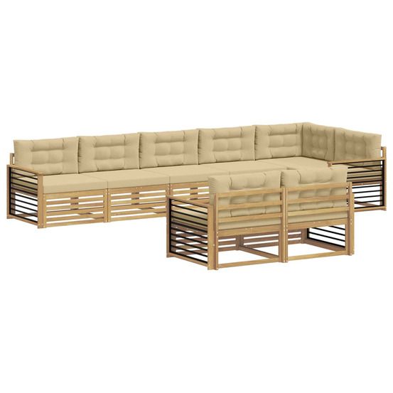 Ensemble de canapés d'extérieur 8 pc blanc et beige polyester